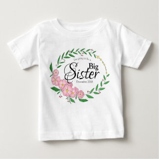Camiseta Para Bebê Irmã Grande para ser Flor Wreath