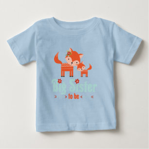 Camiseta Para Bebê Irmã Grande para Serem Raposas Woodland