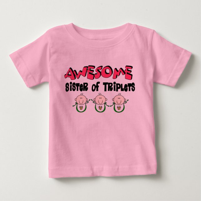 Camiseta Para Bebê Irmã INCRÍVEL dos TRIPLETS (Frente)