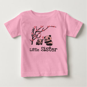 Camiseta Para Bebê Irmã mais nova dos ursos de panda