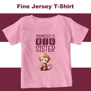 Camiseta Para Bebê Irmã mais velha de macaco fofa rosa