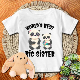 Camiseta Para Bebê Irmã Mais Velha do Mundo Panda Menininha