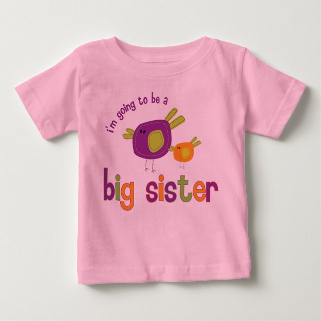 Camiseta Para Bebê irmã mais velha do pássaro (Frente)
