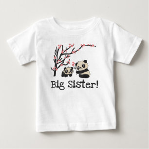 Camiseta Para Bebê Irmã mais velha dos ursos de panda