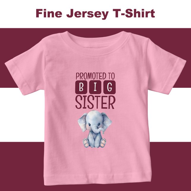Camiseta Para Bebê Irmã mais velha elefante fofo rosa (Criador carregado)