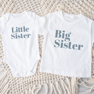Camiseta Para Bebê Irmã Mais Velha Família de Irmãos Combinando Azu