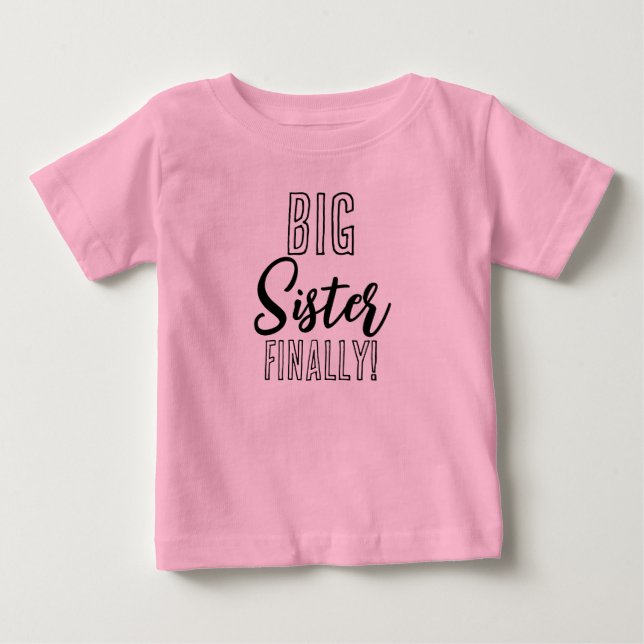 Camiseta Para Bebê Irmã Mais Velha FINALMENTE Roupas Combinando com o (Frente)
