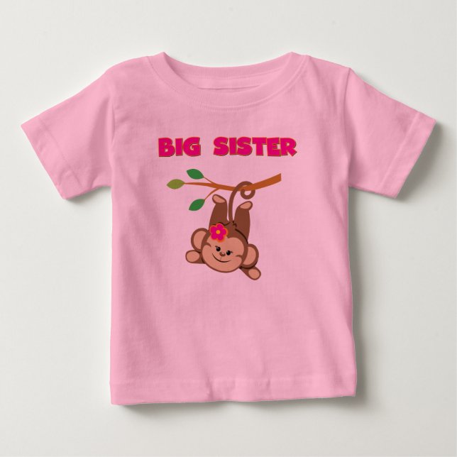 Camiseta Para Bebê Irmã Mais Velha Macaco (Frente)