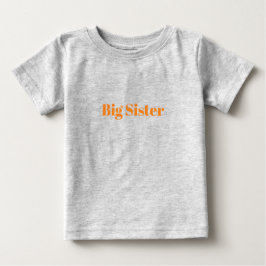 Camiseta Para Bebê Irmã Mais Velha nome personalizado laranja