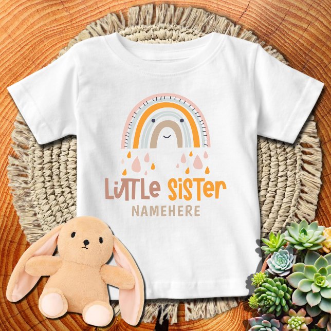 Camiseta Para Bebê Irmã pequena do arco-íris (Criador carregado)