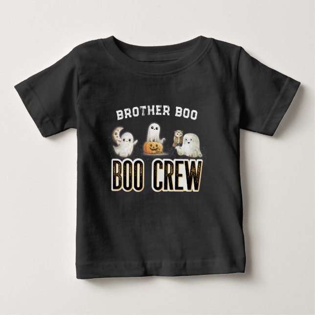 Camiseta Para Bebê Irmão Boo Tripulação Halloween Personalizado (Frente)