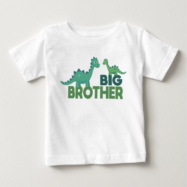 Camiseta Para Bebê Irmão mais velho dinossauro desenho animado animal (Frente)