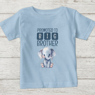 Camiseta Para Bebê Irmão mais velho elefante fofo azul