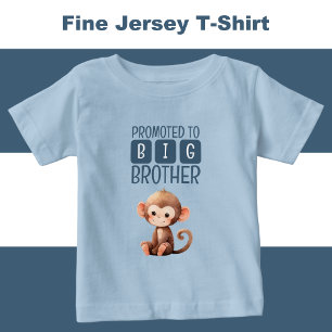 Camiseta Para Bebê Irmão mais velho macaco fofo azul