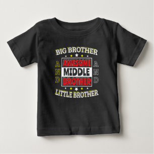 Camiseta Para Bebê Irmão Médio Incrível - é Grande e Pequeno