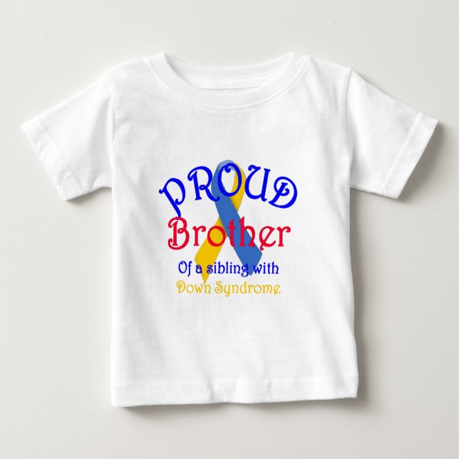 Camiseta Para Bebê Irmão Orgulhoso de Síndrome de Down Irmão (Frente)