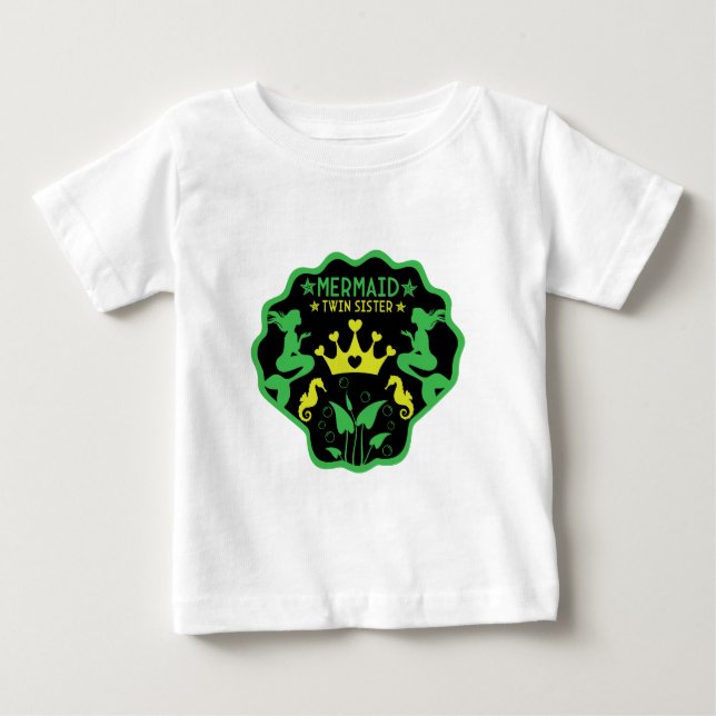 Camiseta Para Bebê Irmãs Gêmeas Sereia (Frente)