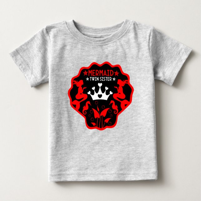 Camiseta Para Bebê Irmãs Gêmeas Sereias (Frente)