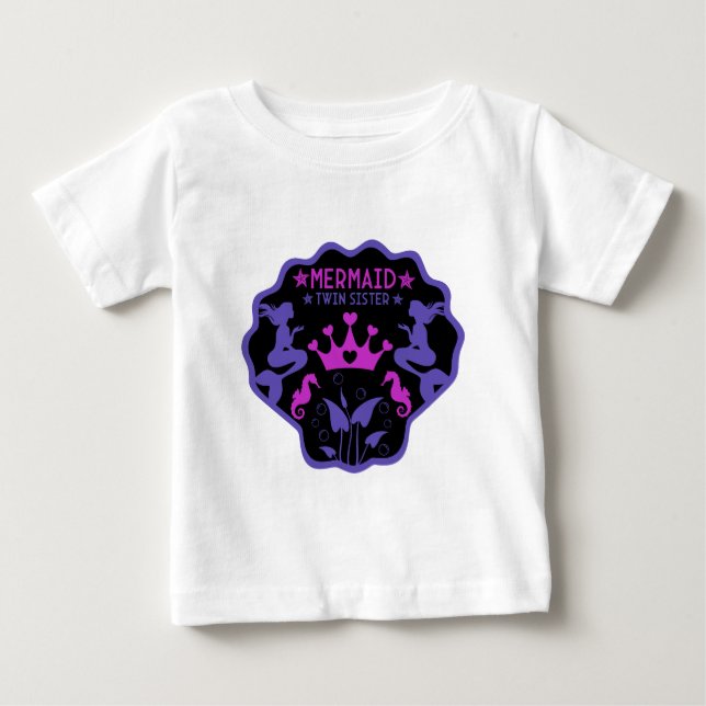Camiseta Para Bebê Irmãs Gêmeas Sereias (Frente)