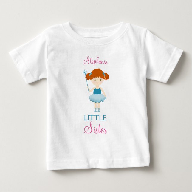Camiseta Para Bebê Irmãzinha Bailarina Doce (Frente)