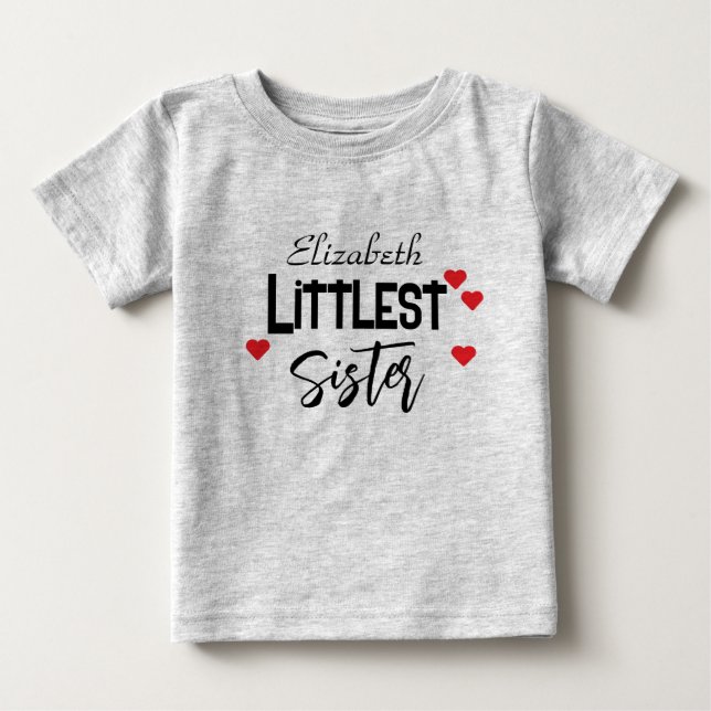 Camiseta Para Bebê Irmãzinha personalizada e fofa (Frente)