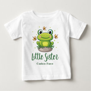Camiseta Para Bebê Irmãzinha Sapo Verde Nome Personalizado