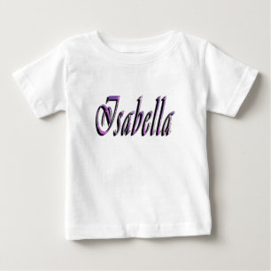 Camiseta Para Bebê Isabella Nome em Roxo e Rosa,