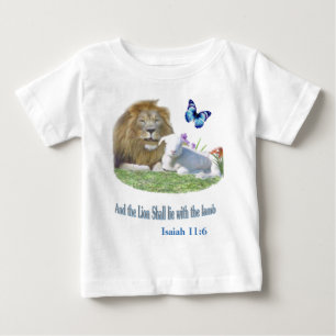Camiseta Para Bebê Isaiah 11: 6 Leão e Lamb