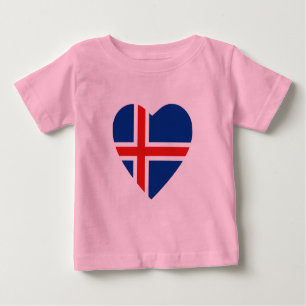 Camiseta Para Bebê Islândia Flag Heart Shirt