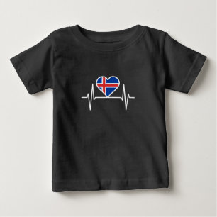 Camiseta Para Bebê Islândia - Islândia Flag Heartbeat