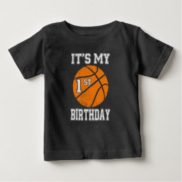 Camiseta Para Bebê It’s My 1st Birthday Basketball Design