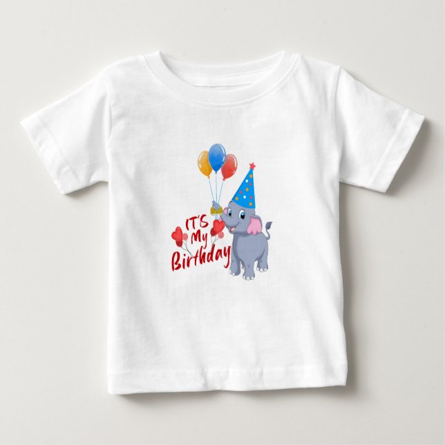 Camiseta Para Bebê It’s My Birthday cute Elephant toddler T-Shirt (Frente)