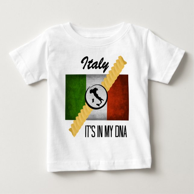 Camiseta Para Bebê Italia está em minha bandeira italiana Rotini da (Frente)