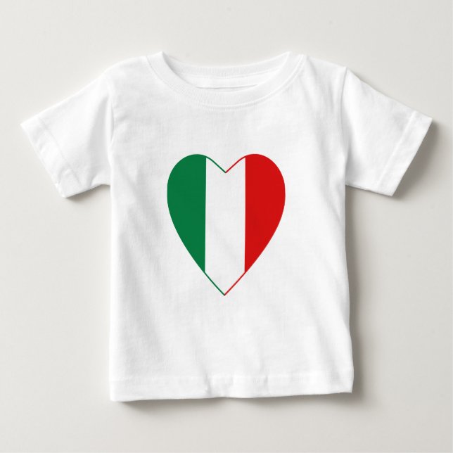 Camiseta Para Bebê Itália Flag Heart Shirt (Frente)