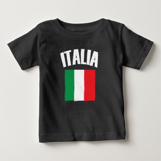 Camiseta Para Bebê Italia Flag Soccer Fan (Frente)