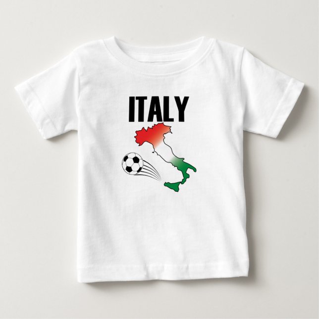 Camiseta Para Bebê Itália Futebol Fan Map Boot Futebol Ball (Frente)