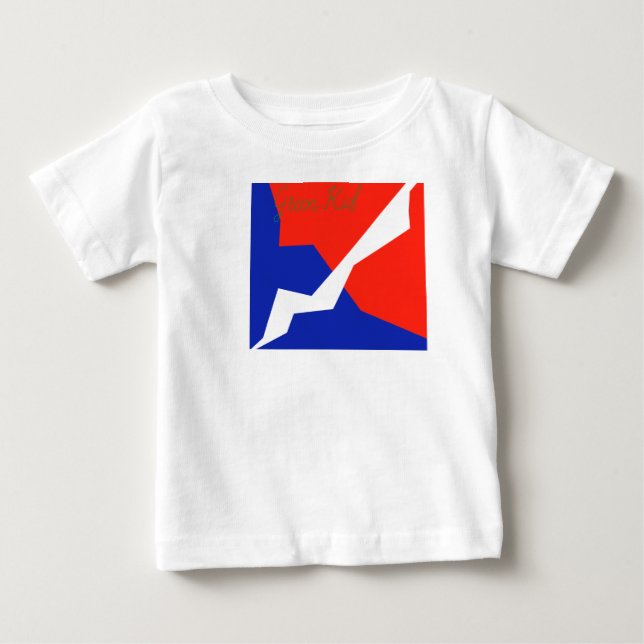 Camiseta Para Bebê Item Branco Vermelho Azul (Frente)