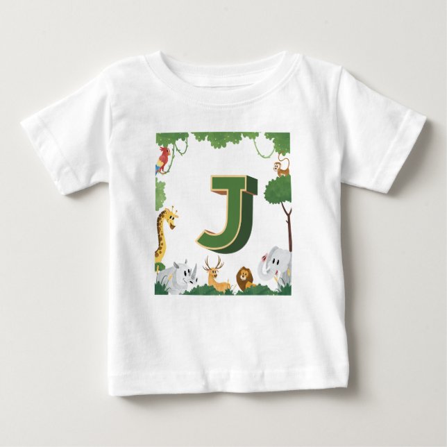 Camiseta Para Bebê J de Jungle (Frente)