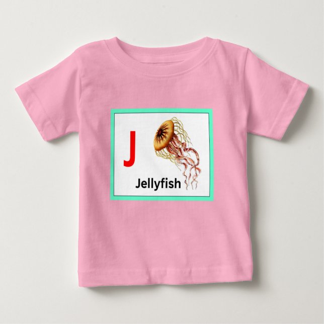 Camiseta Para Bebê J é para Jellyfish (Frente)