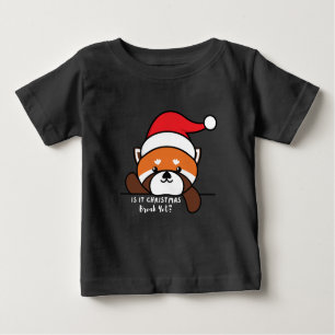 Camiseta Para Bebê Já É Natal Break? Panda vermelha