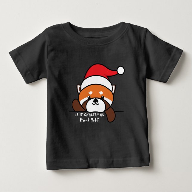Camiseta Para Bebê Já É Natal Break? Panda vermelha (Frente)