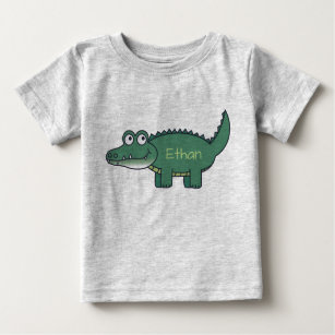Camiseta Para Bebê Jacaré verde personalizado dos desenhos animados