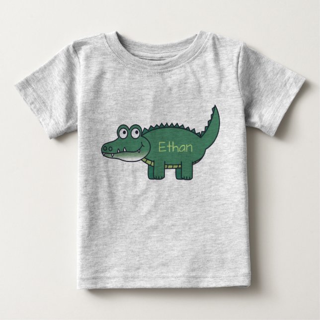 Camiseta Para Bebê Jacaré verde personalizado dos desenhos animados (Frente)