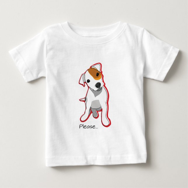 Camiseta Para Bebê Jack doce Russell Puppie "por favor " (Frente)