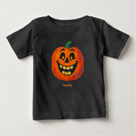 Camiseta Para Bebê Jack-o'-Lanterna Pintado à Mão Branca