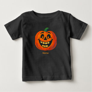 Camiseta Para Bebê Jack-o'-Lanterna Pintado à Mão Branca