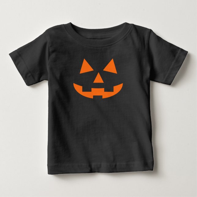 Camiseta Para Bebê Jack O Lanterna Pumpkin Face Bebê Roupa (Frente)