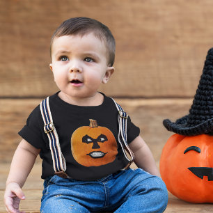 Camiseta Para Bebê Jack o' Lanterna Rosto Sinistro, Abóbora Hallowee