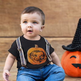 Camiseta Para Bebê Jack o' Lanterna Rosto Vampiro, Abóbora Halloween