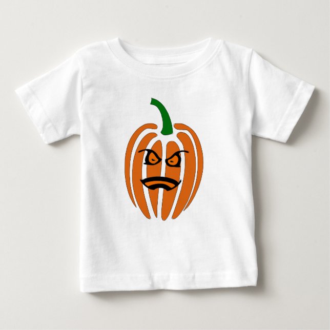 Camiseta Para Bebê Jack O'Lanterna, Cara de Abóbora (Frente)